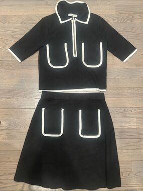 Zara Kids Black and White Trim Two-Piece Skirt Set